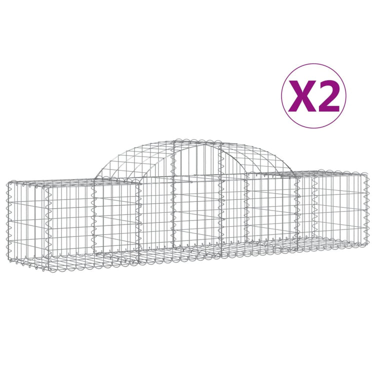 VidaXL Schanskorven 2 st gewelfd 200x50x40 60 cm gegalvaniseerd ijzer