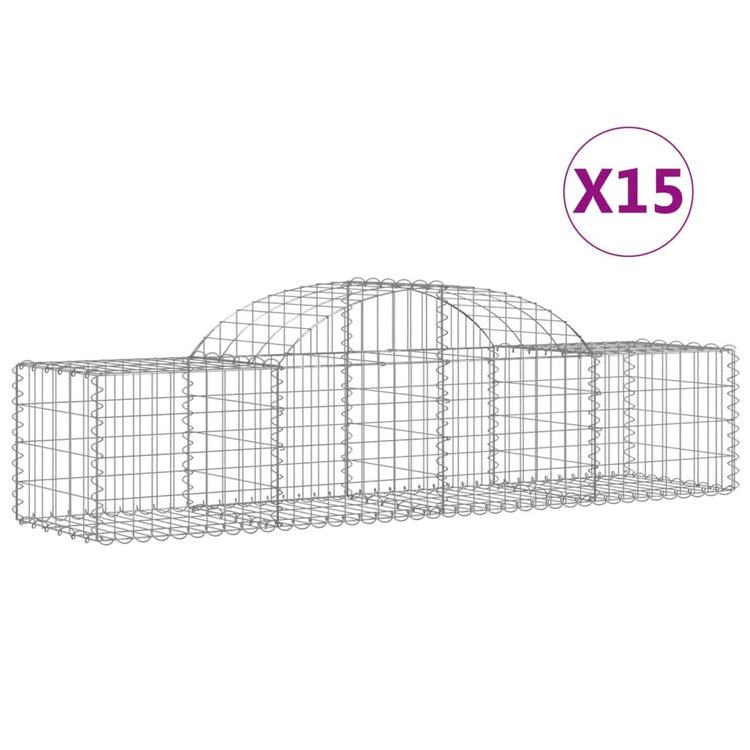 VidaXL Schanskorven 15 st gewelfd 200x50x40 60 cm gegalvaniseerd ijzer