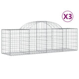 VidaXL Schanskorven 3 st gewelfd 200x50x60 80 cm gegalvaniseerd ijzer - afbeelding 2