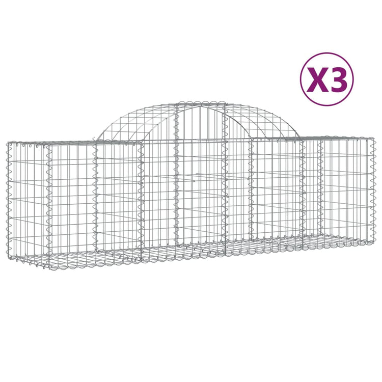 VidaXL Schanskorven 3 st gewelfd 200x50x60 80 cm gegalvaniseerd ijzer