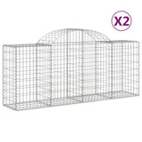 VidaXL Schanskorven 2 st gewelfd 200x50x80 100 cm gegalvaniseerd ijzer - afbeelding 2