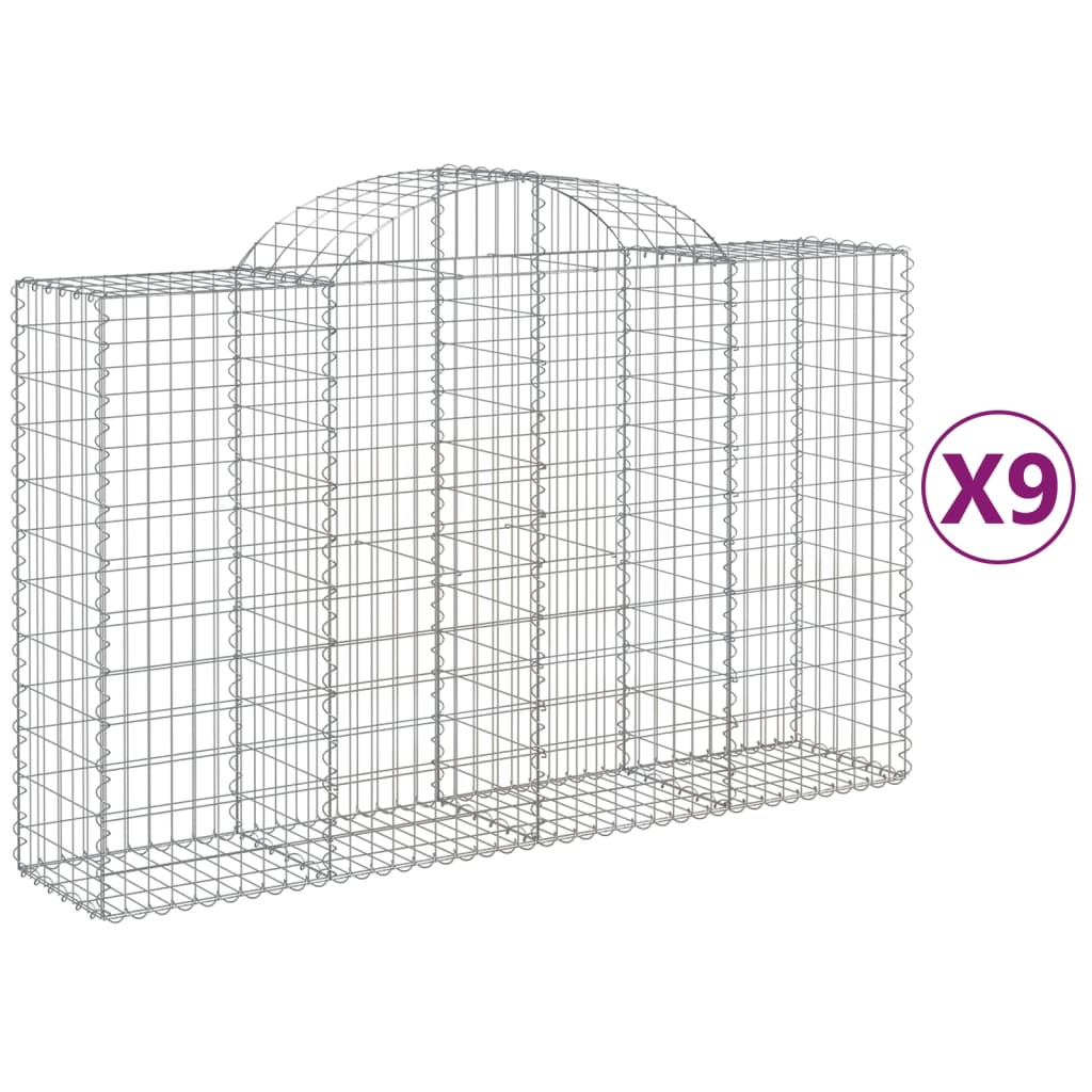 VidaXL Schanskorven 9 st gewelfd 200x50x120 140 cm ijzer