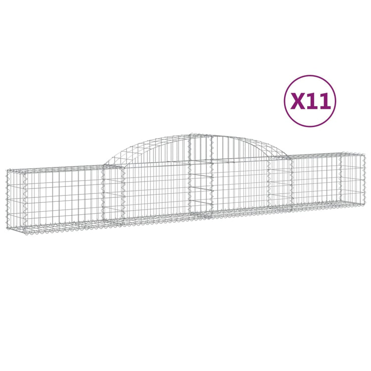 VidaXL Schanskorven 11 st gewelfd 300x30x40 60 cm gegalvaniseerd ijzer
