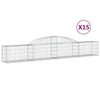 VidaXL Schanskorven 15 st gewelfd 300x30x40 60 cm gegalvaniseerd ijzer
