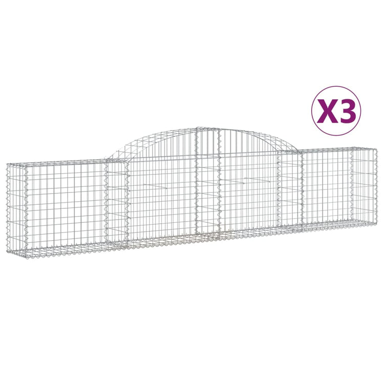 VidaXL Schanskorven 3 st gewelfd 300x30x60 80 cm gegalvaniseerd ijzer