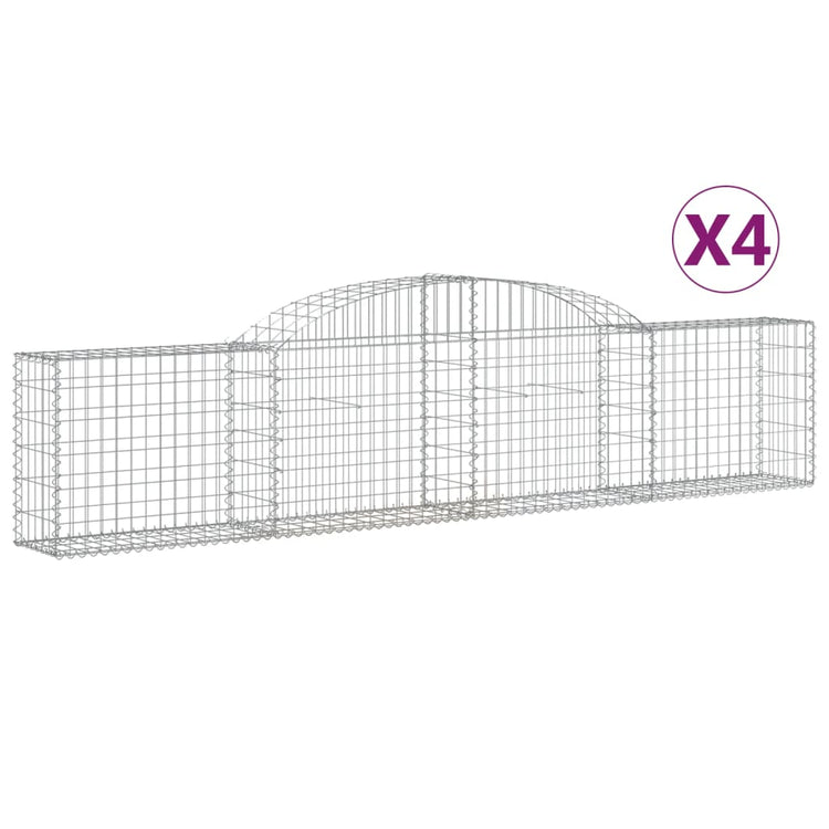 VidaXL Schanskorven 4 st gewelfd 300x30x60 80 cm gegalvaniseerd ijzer