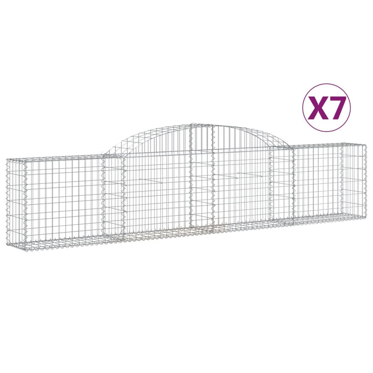 VidaXL Schanskorven 7 st gewelfd 300x30x60 80 cm gegalvaniseerd ijzer