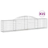 VidaXL Schanskorven 15 st gewelfd 300x30x60 80 cm gegalvaniseerd ijzer
