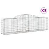 VidaXL Schanskorven 3 st gewelfd 300x50x80 100 cm gegalvaniseerd ijzer - afbeelding 2