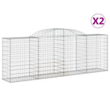 VidaXL Schanskorven 2 st gewelfd 300x50x80 120 cm ijzer - afbeelding 2