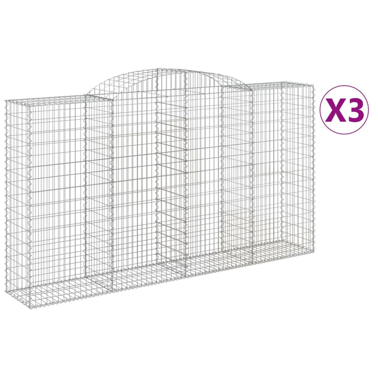 VidaXL Schanskorven 3 st gewelfd 300x50x160 180 cm ijzer