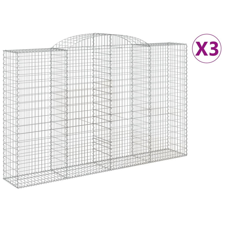 VidaXL Schanskorven 3 st gewelfd 300x50x180 200 cm ijzer