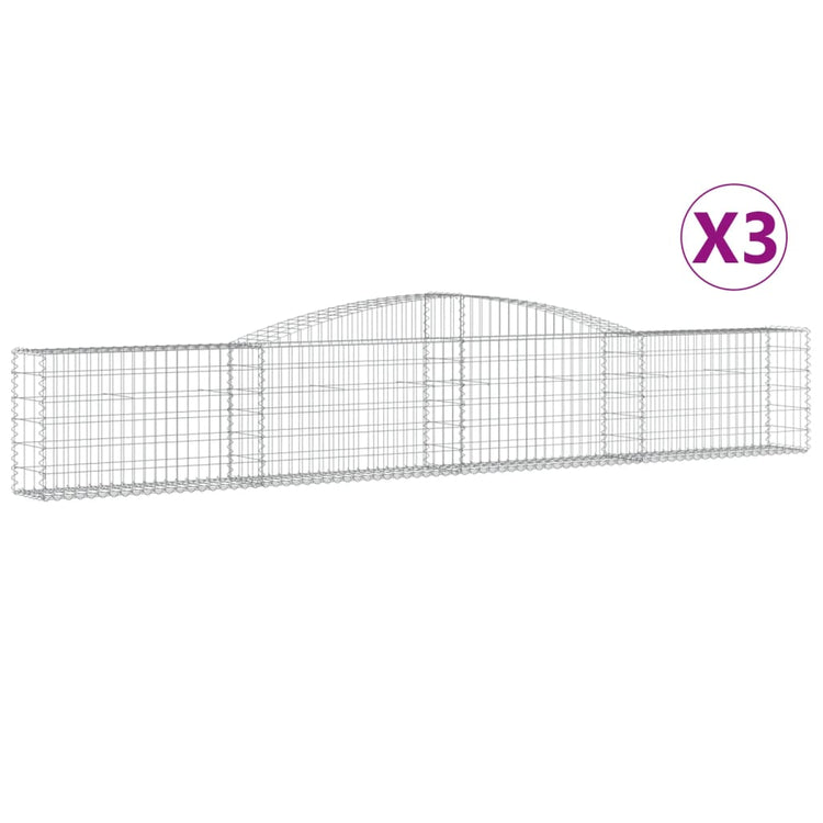 VidaXL Schanskorven 3 st gewelfd 400x30x60 80 cm ijzer