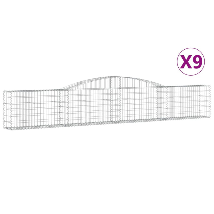 VidaXL Schanskorven 9 st gewelfd 400x30x60 80 cm ijzer