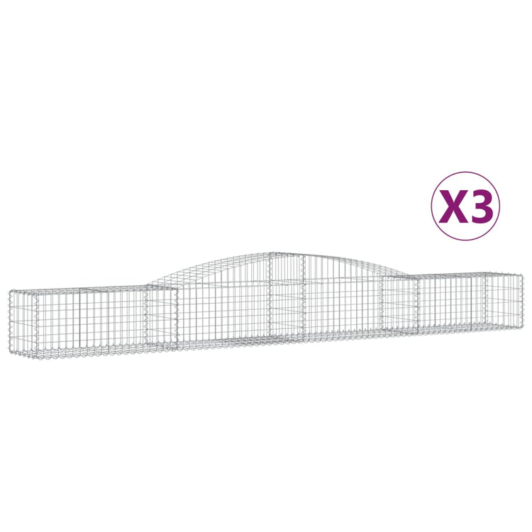 VidaXL Schanskorven 3 st gewelfd 400x50x40 60 cm ijzer