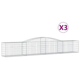 VidaXL Schanskorven 3 st gewelfd 400x50x60 80 cm gegalvaniseerd ijzer - afbeelding 2