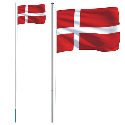 Vidaxl vlag met vlaggenmast denemarken 6,08 m aluminium