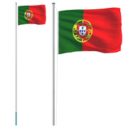Vidaxl vlag met vlaggenmast portugal 6,08 m aluminium - afbeelding 2