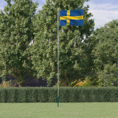 Vidaxl vlag met vlaggenmast zweden 6,08 m aluminium