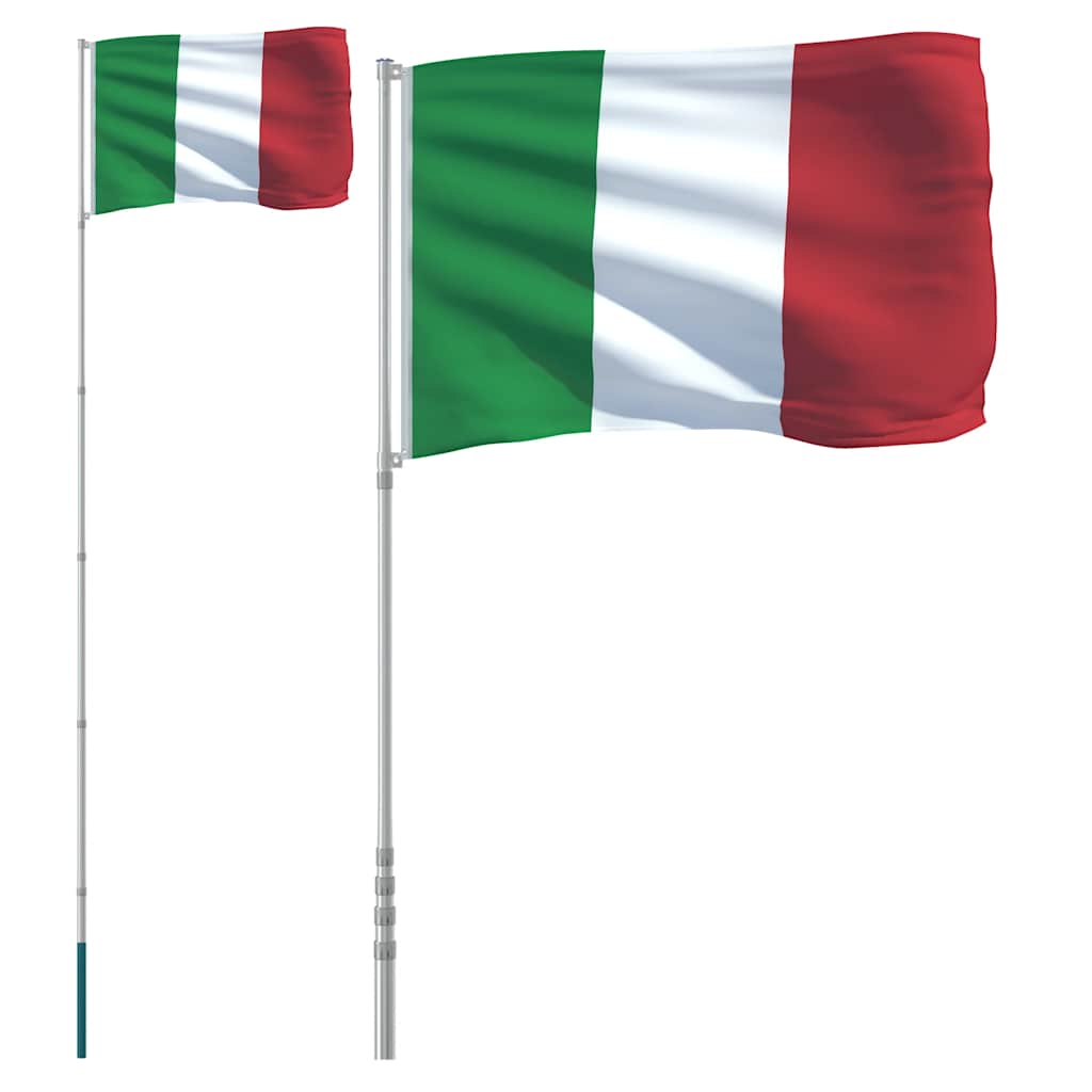 Vidaxl vlag met vlaggenmast italië 5,5 m aluminium