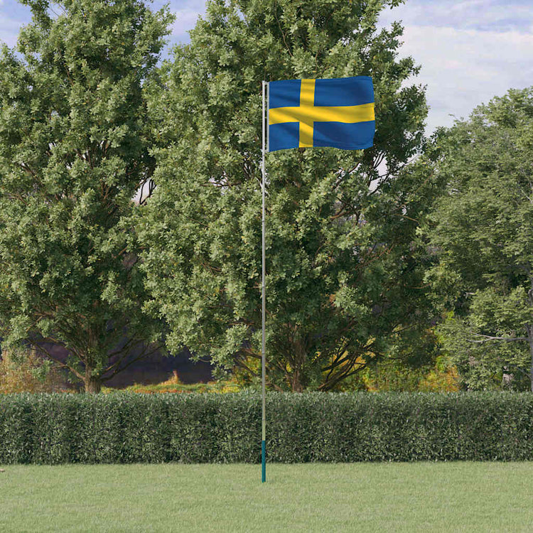 Vidaxl vlag met vlaggenmast zweden 5,5 m aluminium