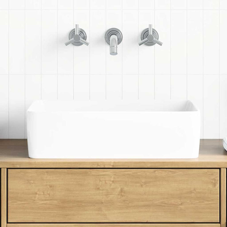 Vidaxl wasbak 48x37x13 rechthoekig keramiek wit