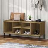 Vidaxl schoenenrek met metalen poten oslo 106x35x45cm grenenhout bruin - afbeelding 1