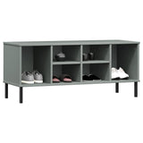 Vidaxl schoenenrek met metalen poten oslo 106x35x45 cm grenen grijs - afbeelding 3