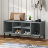 Vidaxl schoenenrek met metalen poten oslo 106x35x45 cm grenen grijs - afbeelding 1