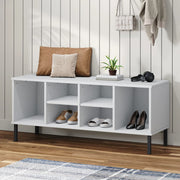 Vidaxl schoenenrek met metalen poten oslo 106x35x45 cm grenenhout wit - afbeelding 1