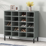 Vidaxl schoenenrek met metalen poten oslo 95x35x86 cm grenen grijs - afbeelding 1