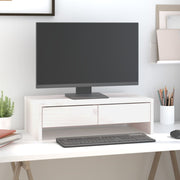 Vidaxl monitorstandaard 50x27x15 cm massief grenenhout wit - afbeelding 1