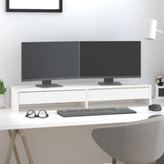 Vidaxl monitorstandaard 100x27x15 cm massief grenenhout wit - afbeelding 1