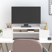 Vidaxl monitorstandaard 70x27,5x15 cm massief grenenhout wit - afbeelding 1