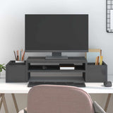 Vidaxl monitorstandaard 70x27,5x15 cm massief grenenhout grijs - afbeelding 1