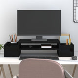 Vidaxl monitorstandaard 70x27,5x15 cm massief grenenhout zwart - afbeelding 1