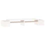 Vidaxl monitorstandaard 100x27,5x15 cm massief grenenhout wit - afbeelding 2
