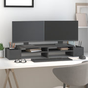 Vidaxl monitorstandaard 100x27,5x15 cm massief grenenhout grijs - afbeelding 3