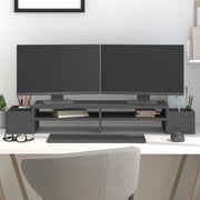 Vidaxl monitorstandaard 100x27,5x15 cm massief grenenhout grijs - afbeelding 1