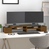 Vidaxl monitorstandaard 100x27,5x15 cm massief grenenhout honingbruin - afbeelding 3