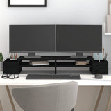 Vidaxl monitorstandaard 100x27,5x15 cm massief grenenhout zwart - afbeelding 1