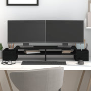 Vidaxl monitorstandaard 100x27,5x15 cm massief grenenhout zwart - afbeelding 1