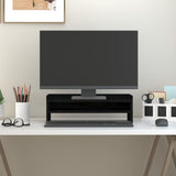 Vidaxl monitorstandaard 50x24x16 cm massief grenenhout zwart - afbeelding 1