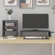 Vidaxl monitorstandaard 81x20x30 cm massief grenenhout grijs - afbeelding 3
