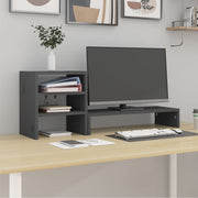 Vidaxl monitorstandaard 81x20x30 cm massief grenenhout grijs - afbeelding 1