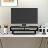 VidaXL Monitorstandaard 60x27x14 cm massief grenenhout zwart - afbeelding 3