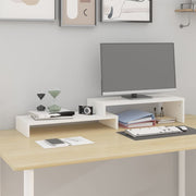 Vidaxl monitorstandaard (52-101)x22x14 cm massief grenenhout wit - afbeelding 1