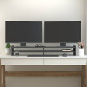 Vidaxl monitorstandaard 100x27x15 cm massief grenenhout grijs - afbeelding 3