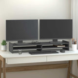 Vidaxl monitorstandaard 100x27x15 cm massief grenenhout grijs - afbeelding 1