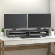 Vidaxl monitorstandaard 100x27x15 cm massief grenenhout grijs - afbeelding 1